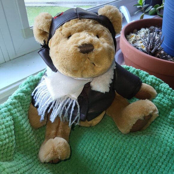 VTG 1997 Pickford Bears Ltd. "Radar" Pilot Stuffed Bear with Jacket Goggles - Picture 1 of 15